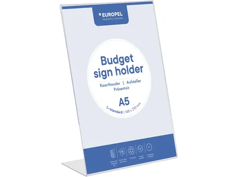 Kaarthouder A5 Glashelder Polystyreen L-Stand