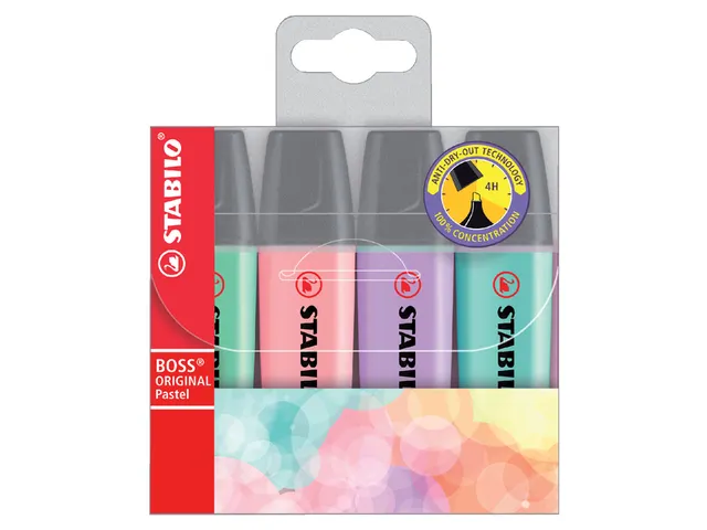 Markeerstift STABILO BOSS Original 70/4 pastel assorti etui à 4 stuks
