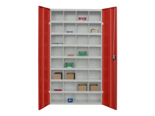 Materiaalkast Staal 1800x1000x530mm 32vakken Ral7035 Front Ral3000