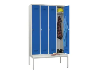 locker met bank,HxBxD 2150x1200x500mm,4vak,RAL7035,front RAL5010 - 2