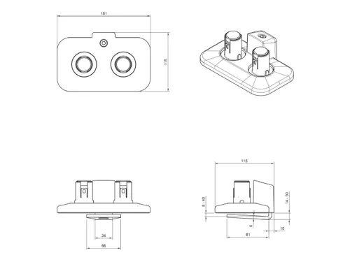 Viewprime top access bureauklem voor dubbele Monitorarm 65.210 Wit