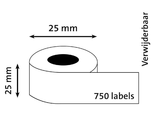 Etiket Dymo Labelprint Vierkant 25x25mm Verwijderbaar S0929120