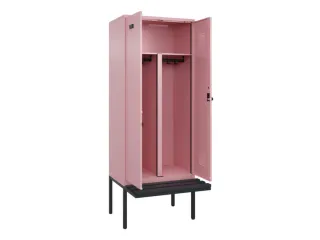PBM-locker met bank,HxBxD 2120x800x815mm,2vak,vak B 400mm,draaigrendel - 1