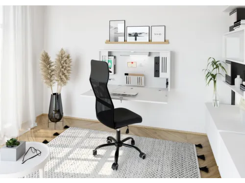 wandbureau,in-/uitklapbaar,HxBxD 650x1200x260mm,blad wit,romp wit