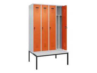 locker met bank,voor scheiding van kleding,HxBxD 2120x1200x815mm,4vak - 1