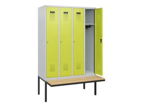locker met bank,HxBxD 1950x1200x815mm,4vak,vak B 300mm,cilinderslot