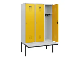 locker met bank,HxBxD 1950x1200x815mm,3vak,vak B 400mm,cilinderslot