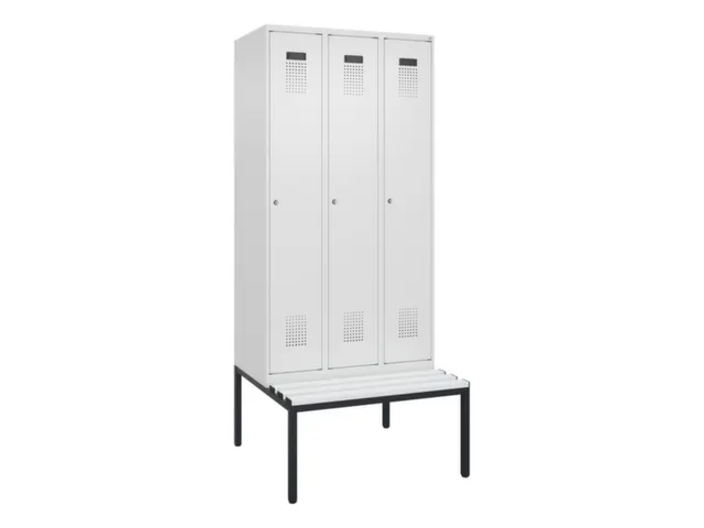 locker met bank,voor scheiding van kleding,HxBxD 2120x900x815mm,3vak