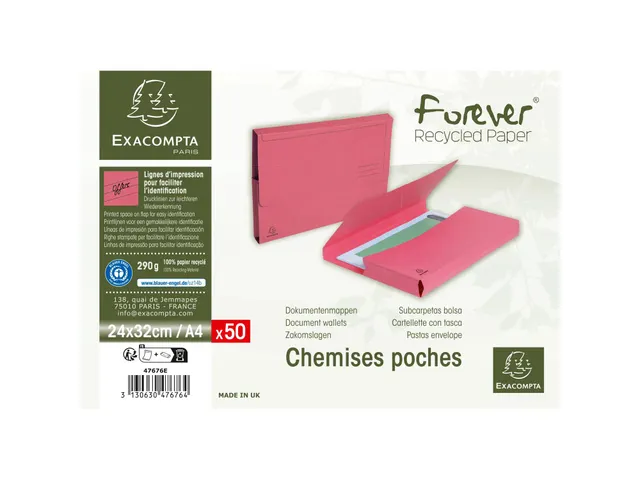50 pocketmappen in felle kleuren FOREVER A4 24,5x32,5cm Roze