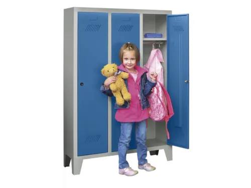 lockerkast v. kinderen,HxBxD 1300x780x300mm,3vak,RAL7035,front RAL5012