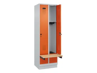 locker met bank,HxBxD 1950x600x815mm,2vak,vak B 300mm,draaigrendel - 1