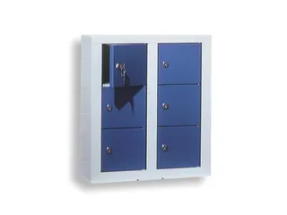 lockerkast,HxBxD 585x485x250mm,2x3vakken,cil.-slot,RAL5010 - 1