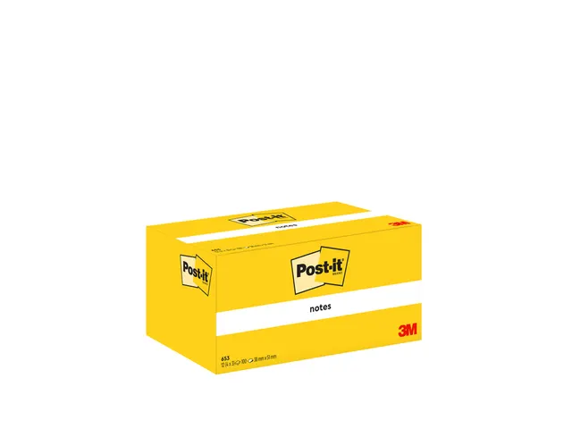 Memoblok Post-it 653 38x51mm geel 3 stuks