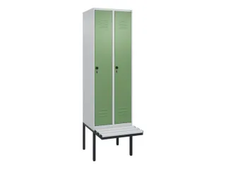 locker met bank,HxBxD 2120x600x815mm,2vak,vak B 300mm,draaigrendel - 1