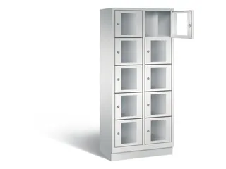 Lockerkast 1800x810x500mm 2x5 vakken Cilinderslot, Sokkel, RAL7035 - 1