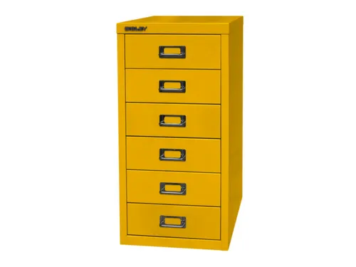 kantoor-ladekast HxBxD 590x279x380mm 6 laden romp + front geel staal