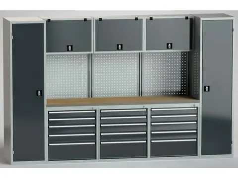 werkbank m. kastwand,HxBxD 2000x3175x630mm,8kasten