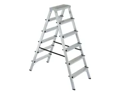 dubbele aluminium ladder beide zijden 2x6treden bordes H 1 3m