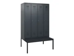 locker met bank,HxBxD 1950x1200x815mm,4vak,vak B 300mm,cilinderslot