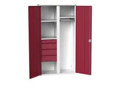 Locker 2000x1050x550mm 3 vakken, lade, dubbele vleugeldeur, RAL3004