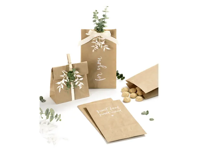 Blokbodemzak Folia 12x6x21cm foodsafe kraft set à 15 stuks