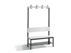 omkleedbank,HxLxD 1650x1000x407mm,HPL wit,frame staal RAL7021