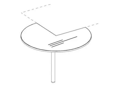 aanbouwtafel,i.h.v.,HxØ 720-840x1000mm,driekwartrond,CC-zwart