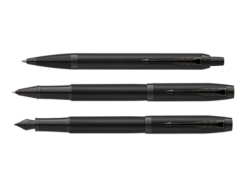 Rollerpen Parker IM Monochrome Matt Black PVD Fijn Zwarte inkt