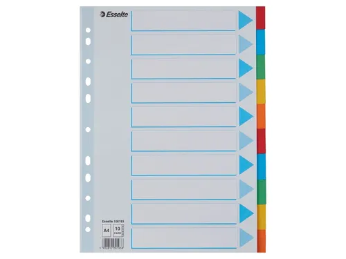 Tabbladen Esselte A4 11-gaats Karton 10-delig Assorti