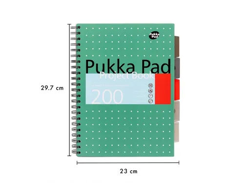 Projectboek Pukka Metallic A4 lijn 5-tabs 200 pagina's 80gr groen