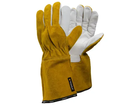 Tegera 8 lashandschoenen, wit/geel, maat 8, per 6 paar