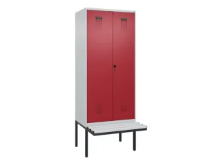 PBM-locker met bank,HxBxD 2120x800x815mm,2vak,vak B 400mm,draaigrendel - 2