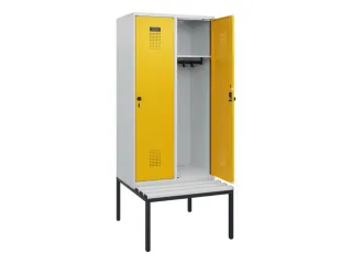 locker met bank,HxBxD 1950x800x815mm,2vak,vak B 400mm,draaigrendel - 1