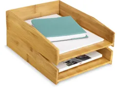 brievenbakje uit bamboe ft A4, set van 2 stuks