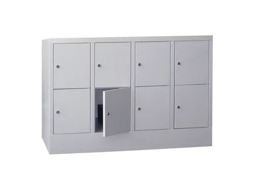 lockerkast,HxBxD 855x1200x500mm,4x2vakken,RAL7035,front RAL7035