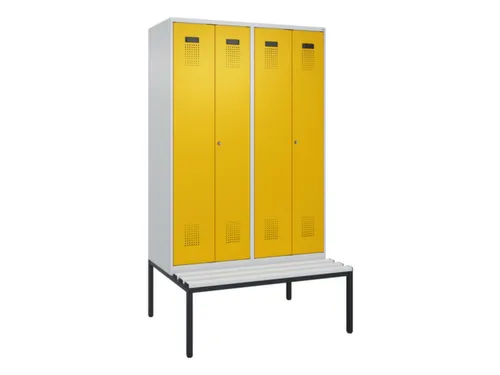 PBM-locker met bank,HxBxD 2120x1200x815mm,4vak,vak B 300mm