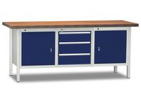 Werkbank 840x2000x700mm 3laden 2 Bergvakken Lichtgrijs Gentiaanblauw