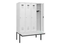 locker met bank,HxBxD 1950x1200x815mm,4vak,vak B 300mm,cilinderslot