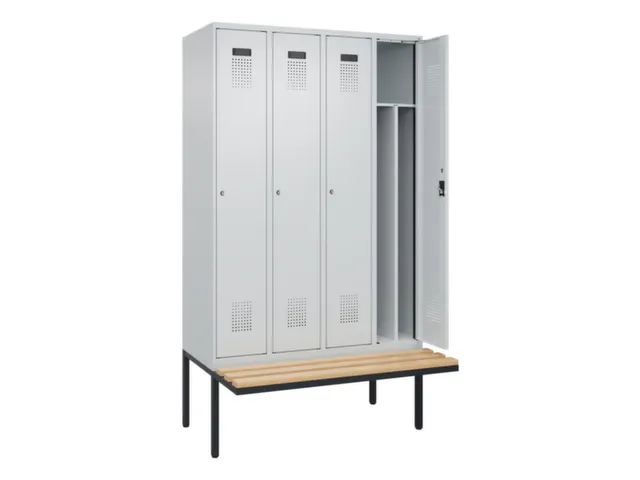 locker met bank,voor scheiding van kleding,HxBxD 2120x1200x815mm,4vak