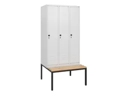 locker met bank,HxBxD 1950x900x815mm,3vak,vak B 300mm,draaigrendel