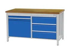 werkbank,HxBxD 860x1500x750mm,onderstel RAL5013,fronten RAL9005