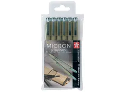 Fineliner Sakura pigma micron set 6stuks zwart