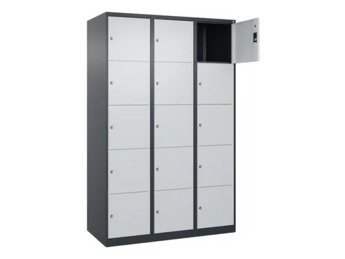 lockerkast,HxBxD 1850x1200x500mm,3x5vakken,vak B 400mm,cil.-slot