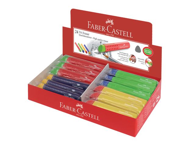 gum driekantig Faber-Castell assorti 24 stuks in display | FaberCastellShop.nl