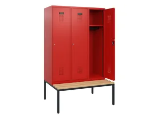 locker met bank,HxBxD 1950x1200x815mm,3vak,vak B 400mm,cilinderslot - 1