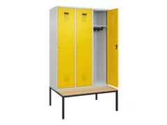 locker met bank,HxBxD 2120x1200x815mm,3vak,vak B 400mm,cilinderslot