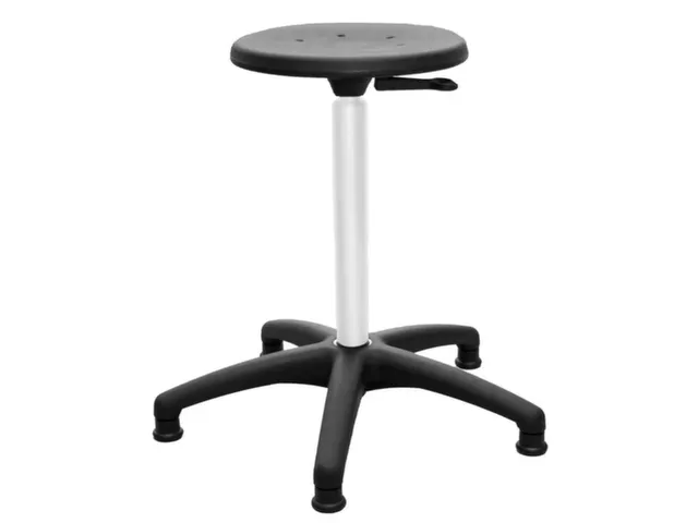 Draaikruk 380-510mm Pu Zwart Gasveer Verchroomd Voetkruis Glijders