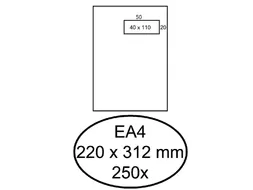 Envelop Hermes 220x312mm Venster Rechts 40x110mm Zelfklevend