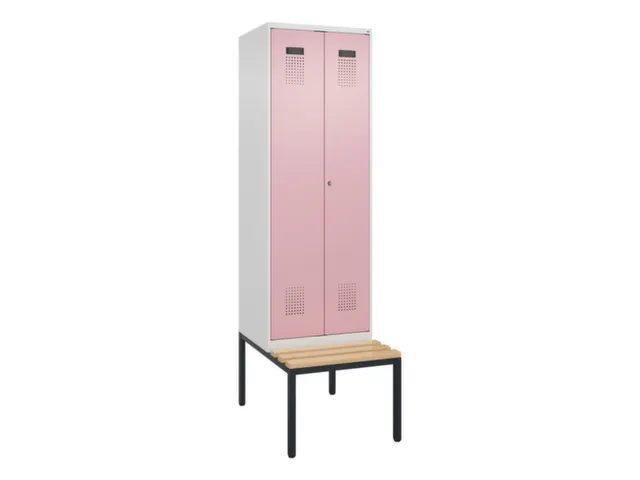 locker met bank,voor scheiding van kleding,HxBxD 2120x600x815mm,2vak