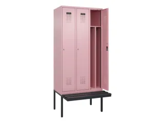 locker met bank,voor scheiding van kleding,HxBxD 2120x900x815mm,3vak - 1